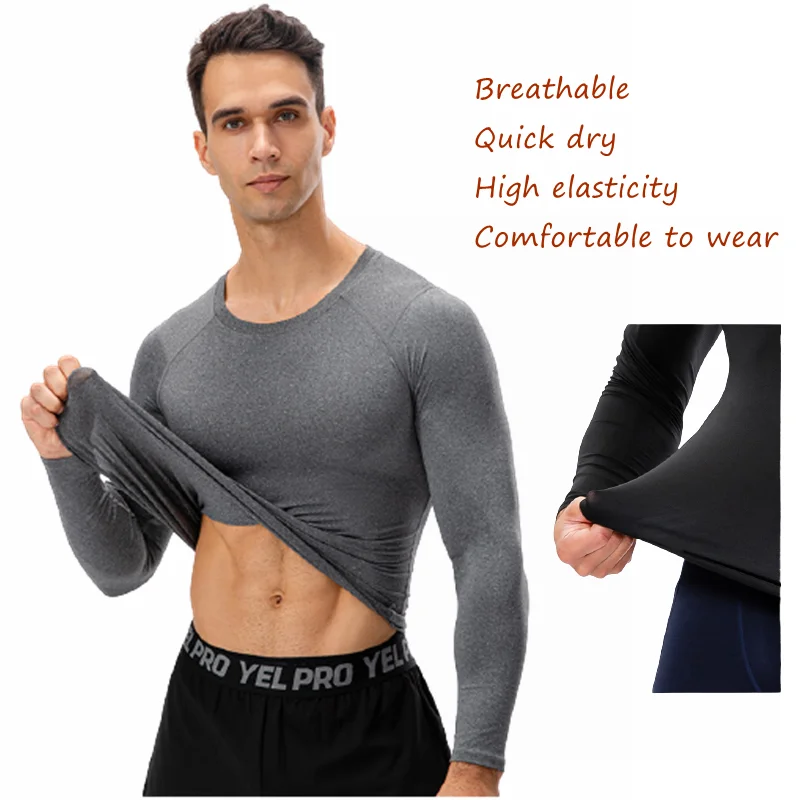 Compression Shirt Men Rashguard Fitness Long Sleeve Running Shirt Man Gym Under T Shirt Football Sportswear Tights T Shirt Men