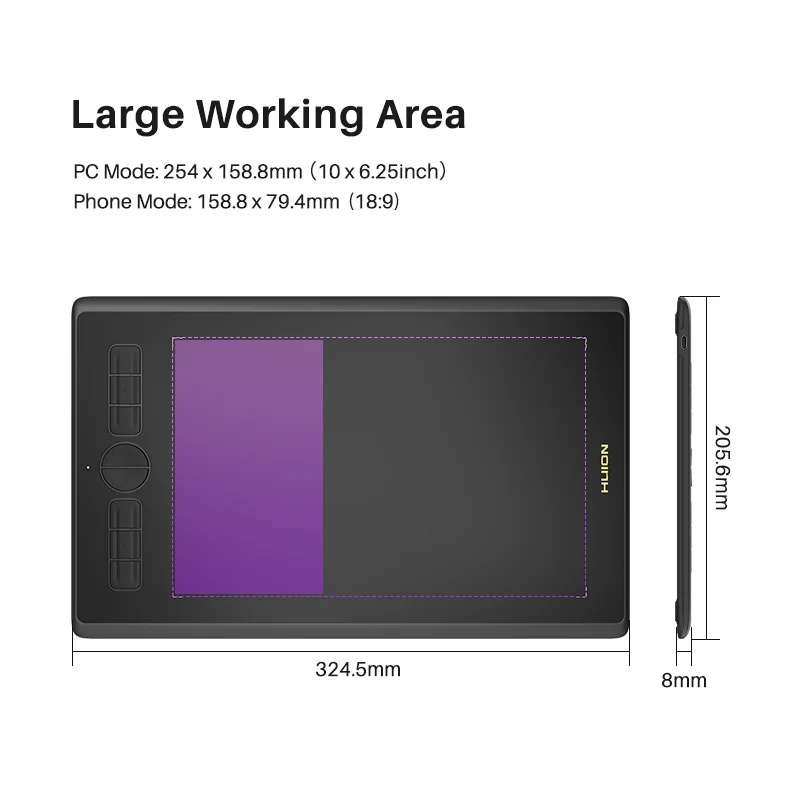 HUION Graphics Tablets H420X H580X H610X Portable Pen Tablets Digital Drawing Design Animation Artist Board Android OS Supported