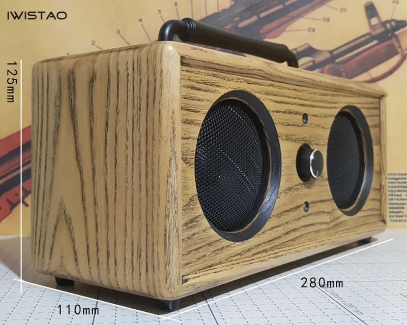 IWISTAO 2x15W Bluetooth Speaker Handmade Vintage Solid Ashwood AUX U Disk MP3 WAV FLAC