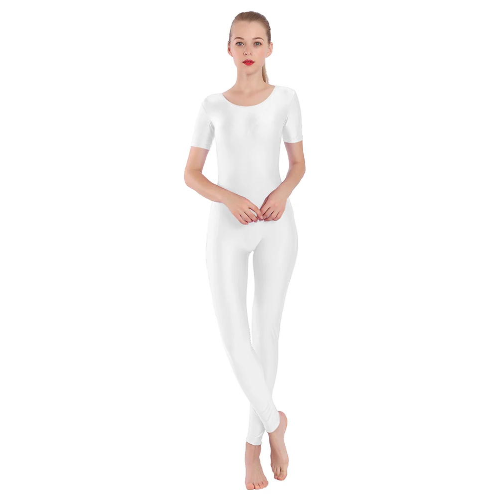 AOYLISEY-Unitard à manches courtes pour femmes et hommes, combinaison intégrale en spandex, col rond, vêtements de danse Zentai pour adultes, noir, 1 pièce, printemps