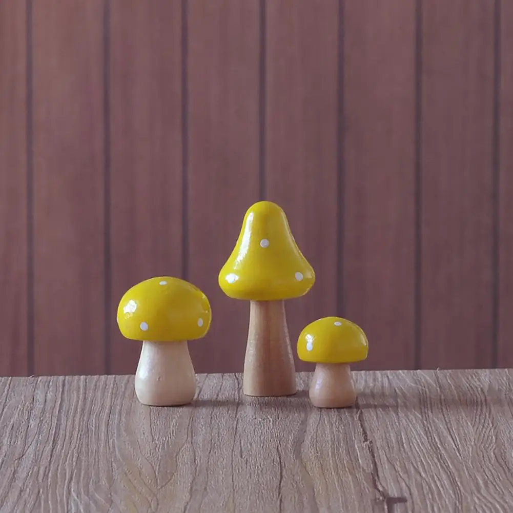 55%  Dropshipping!3 pieces/set of miniature wooden painting mushroom crafts children\'s desk decoration small ornaments