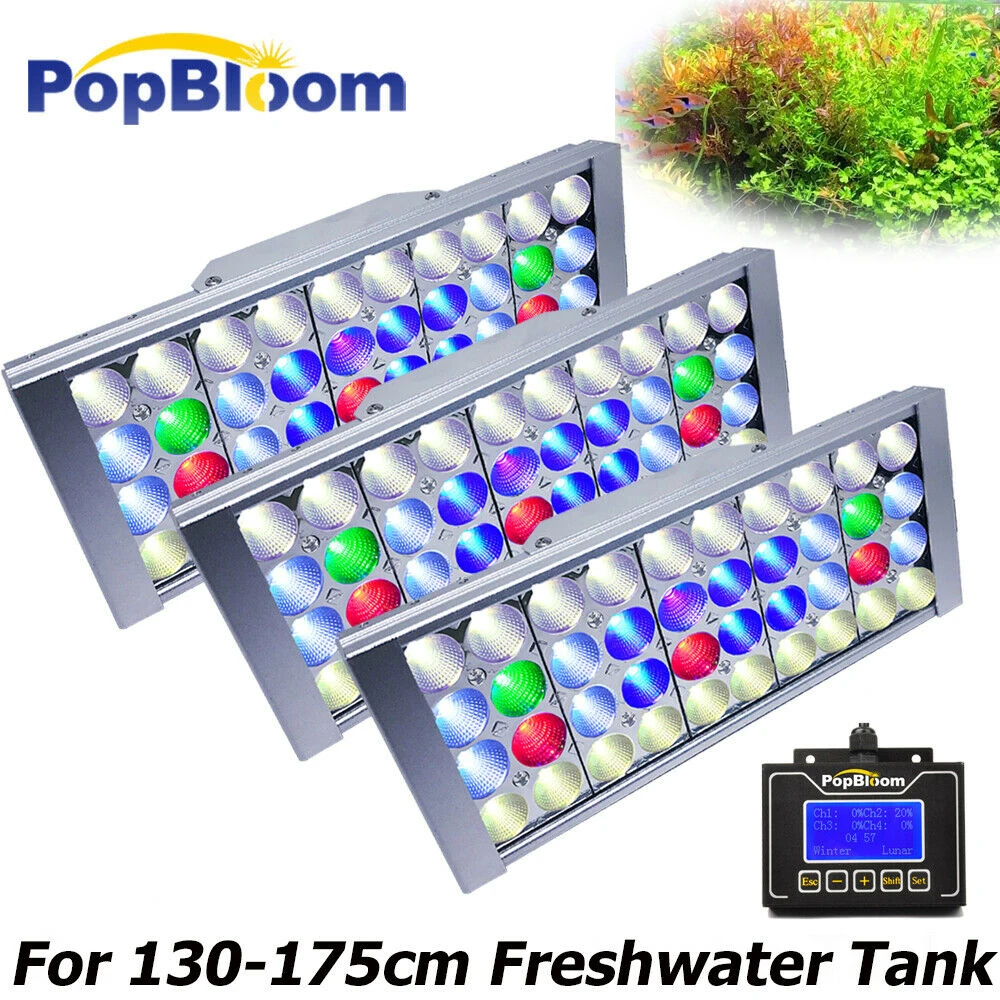 

PopBloom LED Aquarium Light, Plant Lamp, Freshwater Aquarium Light Fixtures, Timer Controller, Planted Aquarium Tank, 3Pcs