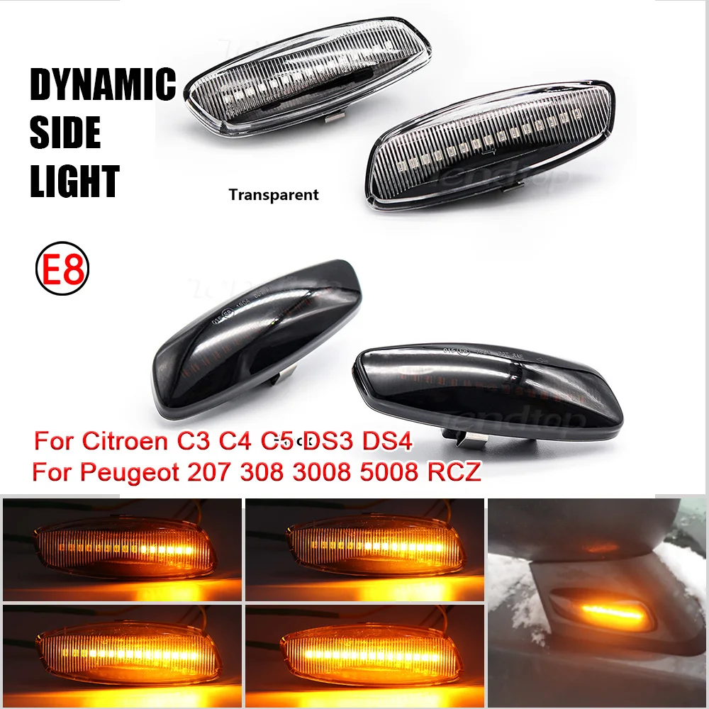 Dynamic Flashing Led Side Marker Turn Signal Light  Indicator Lamp For Citroen C4 Picasso C3 C5 DS4 Peugeot 308 207 3008 5008