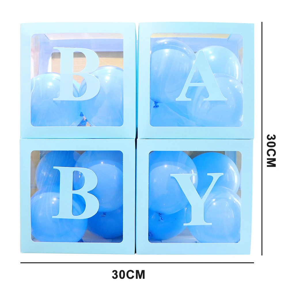 4PCS Boy Girl Baby Shower Love Party Decorations Transparent Cardboard Box Gift Birthday Party Decor Balloon Box Baby Shower 2