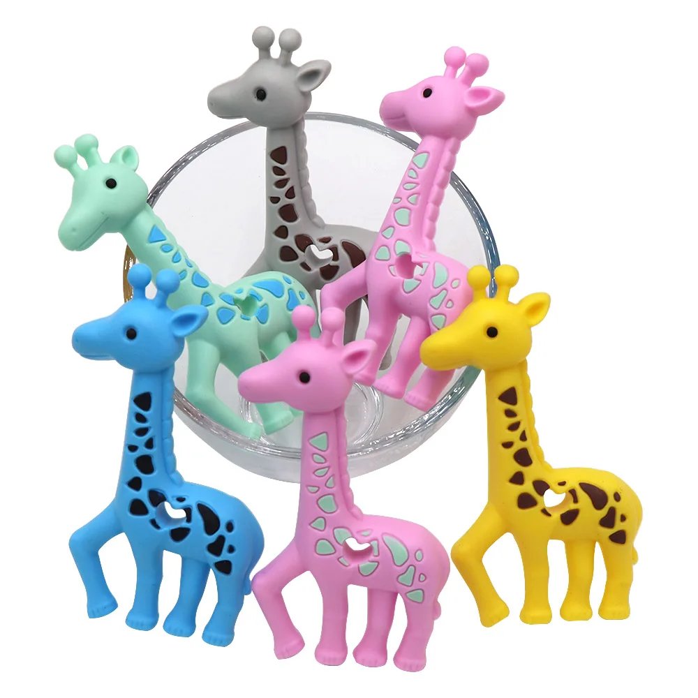 Joepada 1Pc Giraffe Teether DIY Pacifier Chian Clips Toy BPA Free Baby Products For Teething Silicone Beads