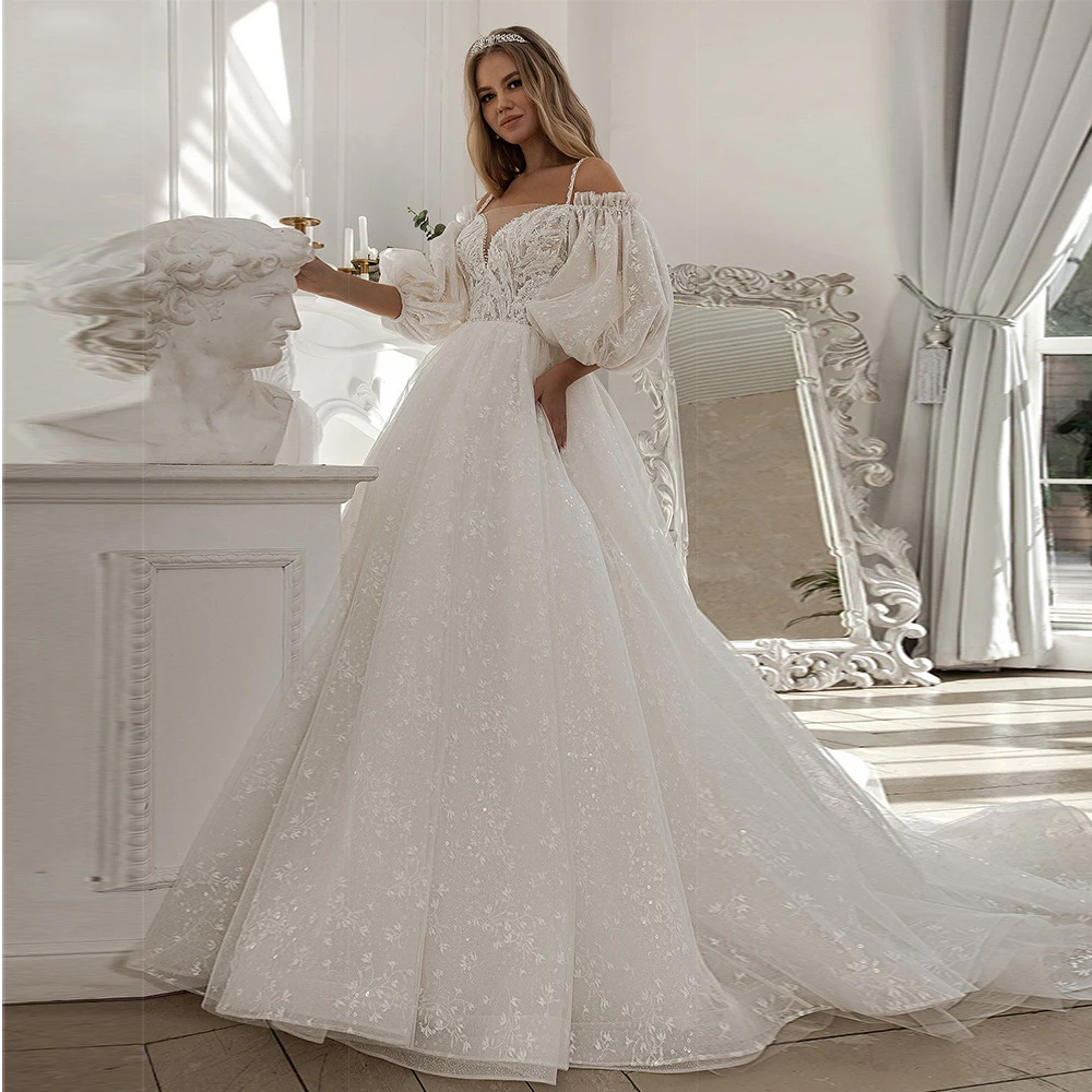 Princess Applique Lace Wedding Dresses Puff Sleeve Ball Gown Court Train Tulle Vintage Beach Bridal Gowns - AliExpress 320 Princess Applique Lace Wedding Dresses Puff Sleeve Ball Gown Court Train Tulle Vintage Beach Bridal Gowns - AliExpress 320