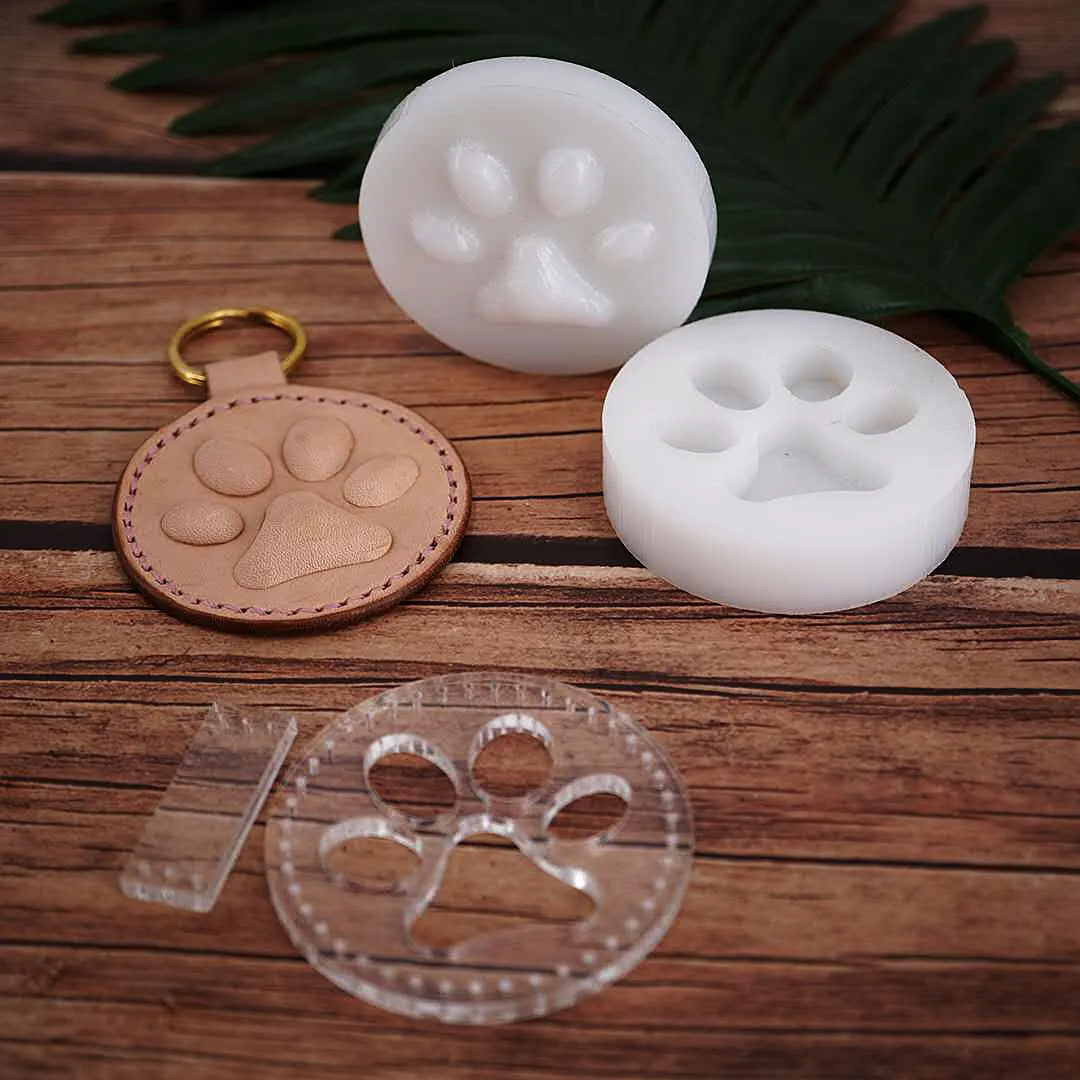 Leather Craft Dog Cat Paw Key Ring DIY Handing Decoration Shape Modeling Plastic Mold with Die Cutting Plastic Mould Set 60mm