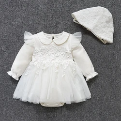 Princess Baby Girl Dress Spring Autumn Long Sleeve Tassel Lace Flowers Dresses White Girls Clothing