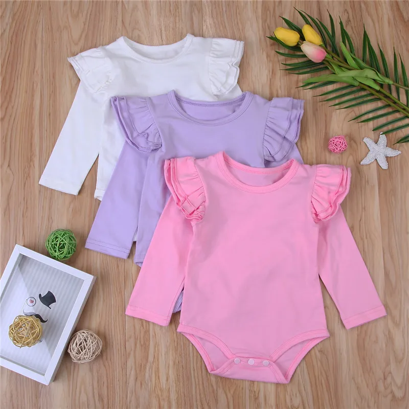 Newborn Baby Rompers Boys Girls Candy Color Long Sleeves One-piece Clothing Baby Clothes Jumpsuit Children Costume