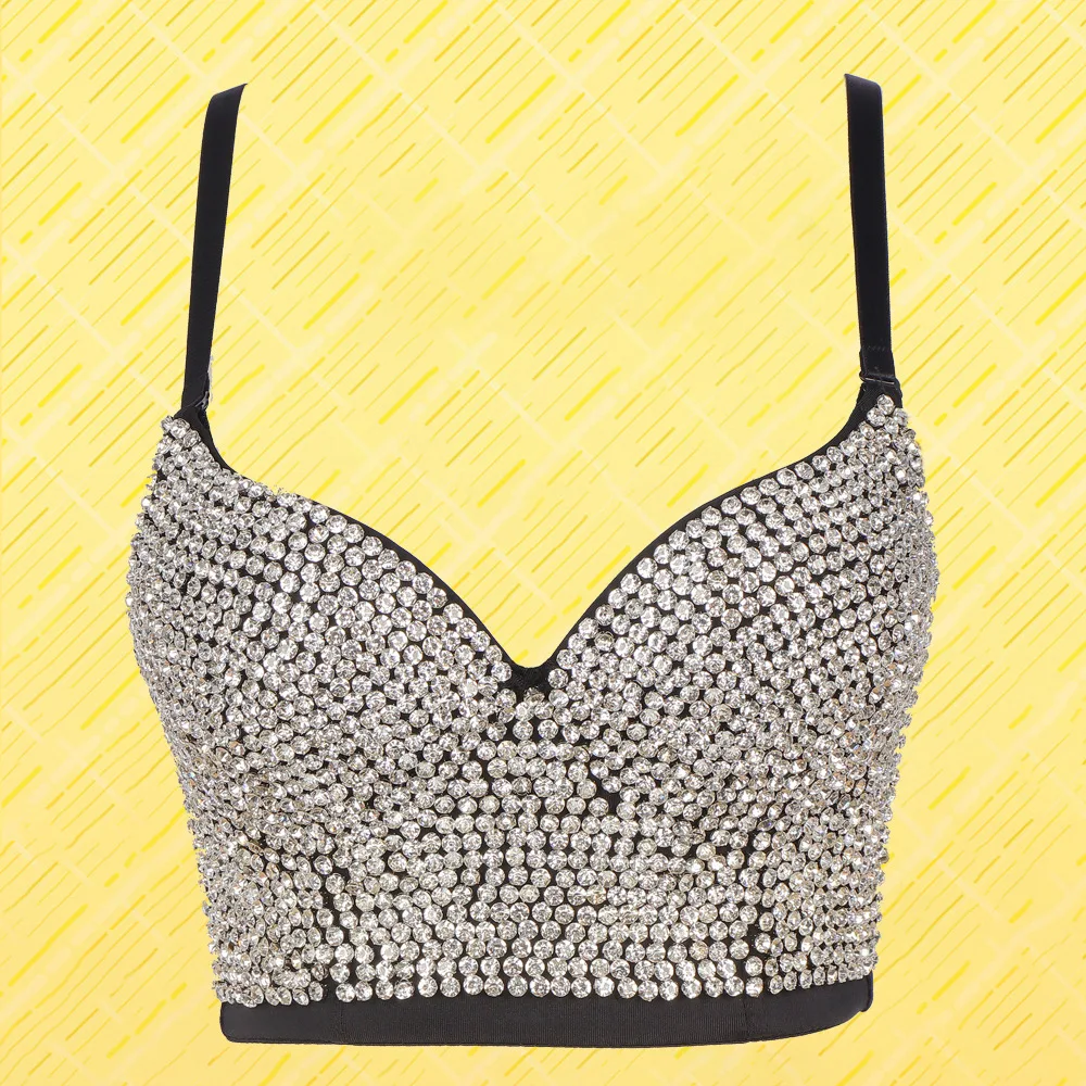 Imagem -03 - Sutiã Bustier Sexy com Pérolas para Mulheres Colete Estilingue Cortado Colete Bling Beading de Diamante Feito à Mão Moda Jóia Alta Qualidade