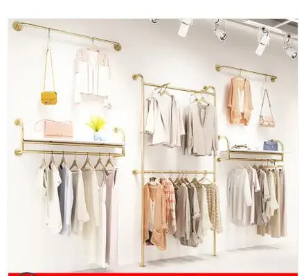 Clothing store display rack shopping mall store special clothing rack women's clothing store gold wall hanging hanger