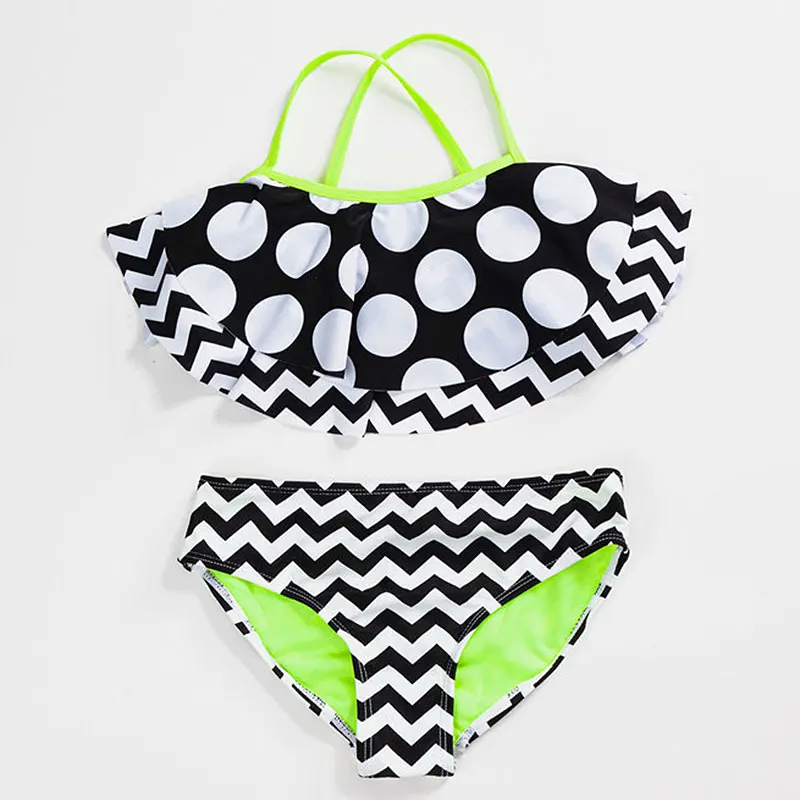 

3-13 Years Girl Swimsuit Kids Swimwear Falbala Girl Bikini Set Two Piece Children's Swimwear Girls Bathing Suit Beachwear 2020