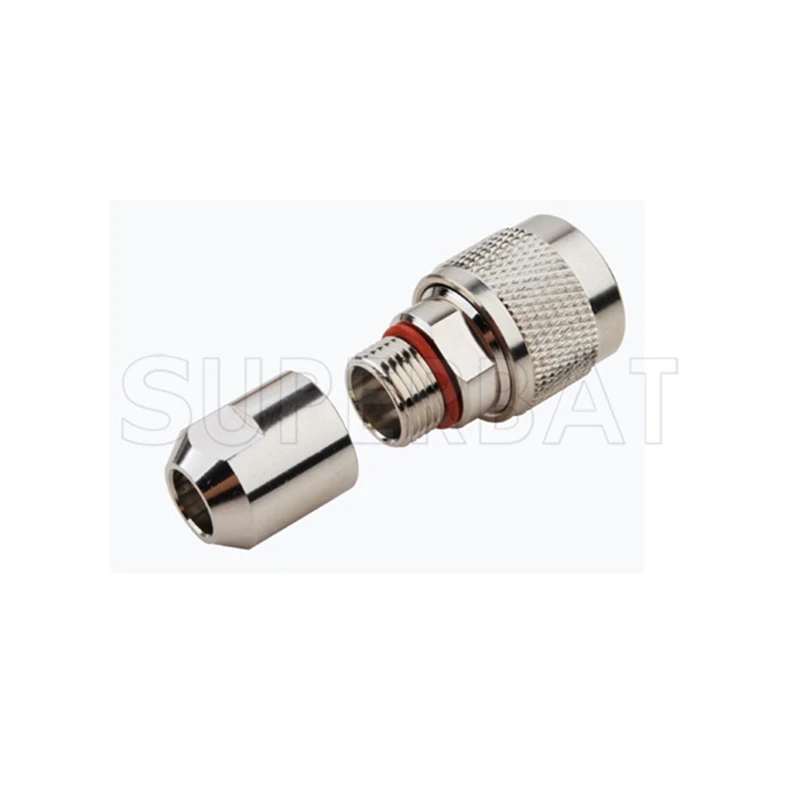 Conector Coaxial Superbat 10 piezas N, abrazadera macho RF para Cable de cobre corrugado 1/4