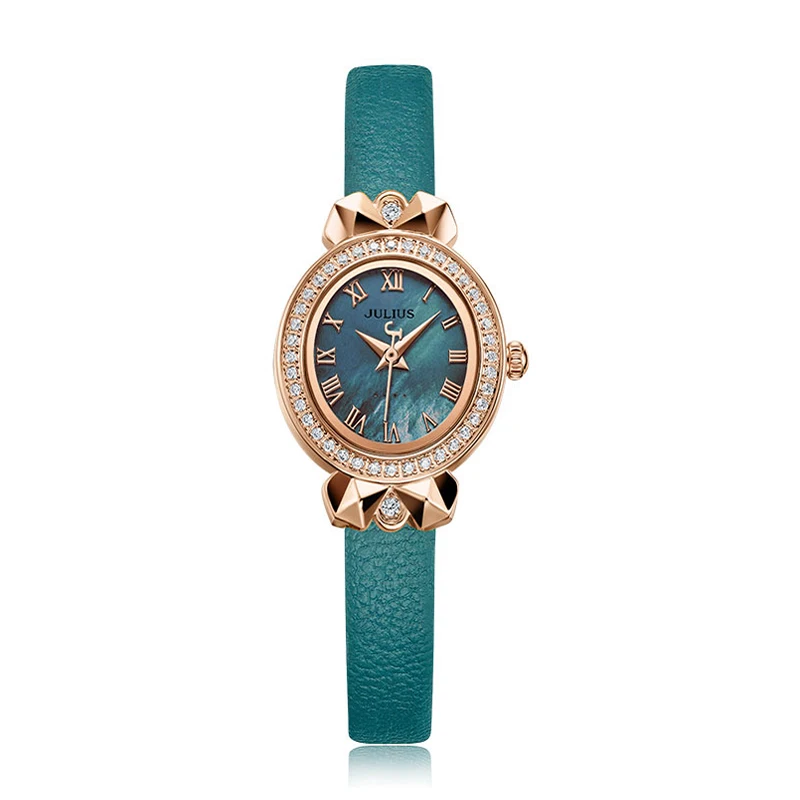 Korean style simple chic light luxury retro art small strap dial leisure fashion lake blue quartz watch female