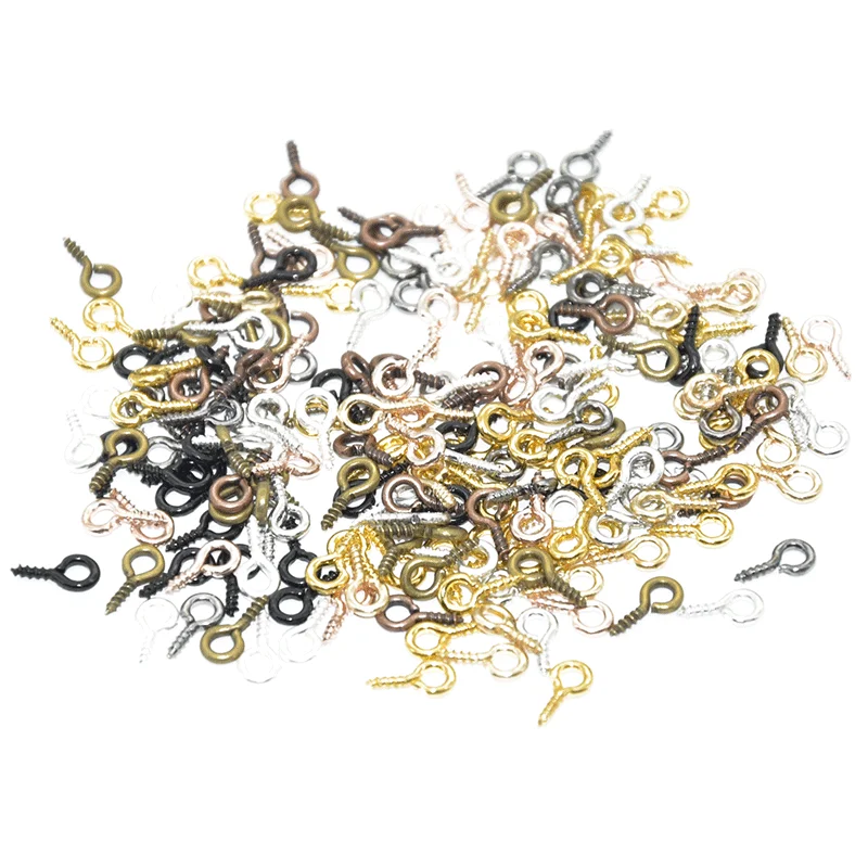 100pcs Small Tiny Mini Eye Pins Eyepins Hooks Eyelets Screw Threaded  Clasps Hook For Jewelry Findings DIY