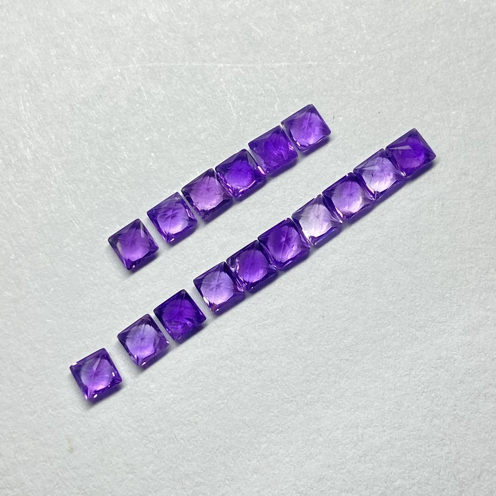 Meisidian A Quality 4x4mm Square Shape Princess Cut Natural South Africa Amethyst Gemstone