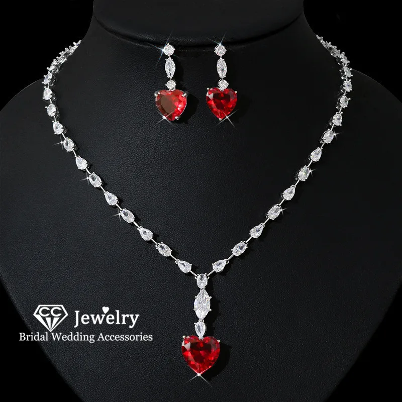 

CC Romantic Jewelry Set Women Accessories Wedding Bijoux Engagement Jewellery Bridal Choker Simple Design Heart Shape Gift HL017