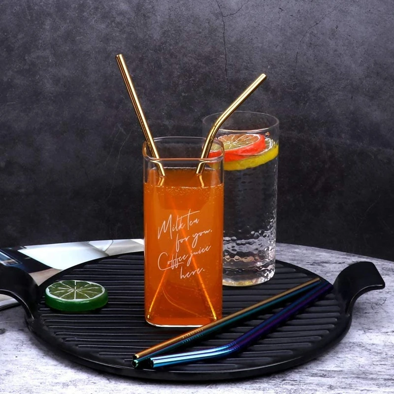 10 Colors Reusable Drinking Straw Eco-Friendly 18/10 Stainless Steel Straws Set Metal Colorful Straws Bar Party Accessory