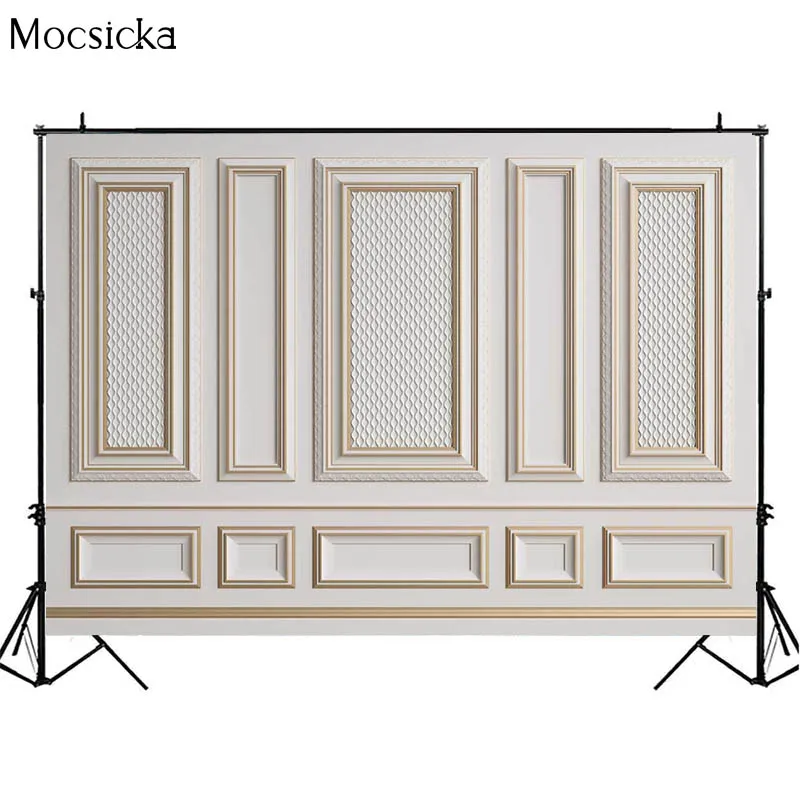 Mocsicka fotografia backdrops branco clássico parede de luxo porta palácio fundo photoshoot photo studio photobooth adereços