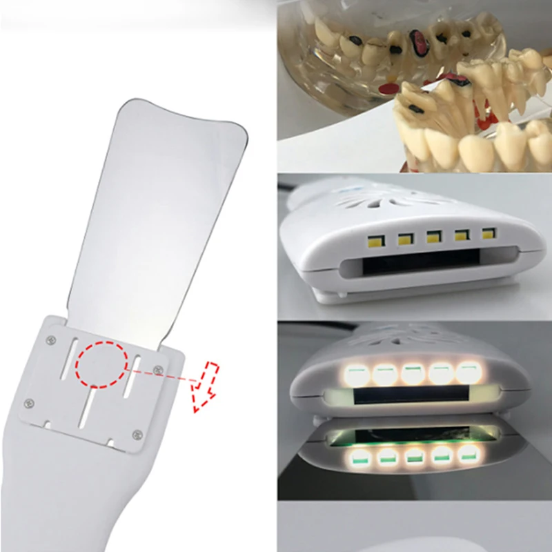 Dental Fog Free Intraoral Photography Mirror System Automatic Defogging Imaging Mirror Stainless Steel Reflectors with LED Light