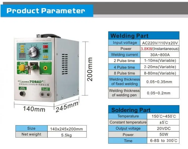 709AD + Lithium Pin Cảm Ứng Tự Động Điểm Máy Hàn 3.2KW Cao Cấp HÀn Tối Đa Độ Dày 0.35Mm Hàn Machin