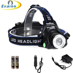 LED Headlamp T6 Zoom 3 Modes Super Bright Waterproof Headlight Torch By 18650 Battery For Hunting Hiking Camping Light