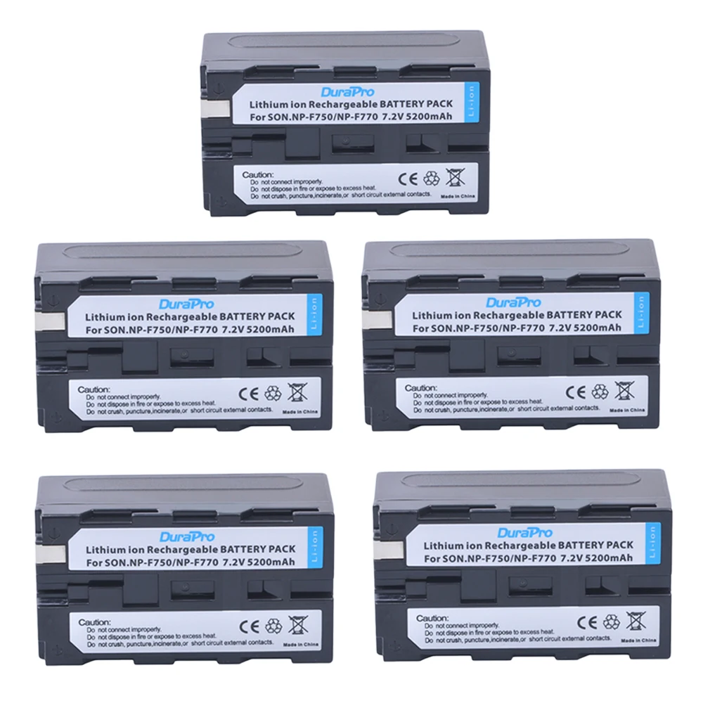 DuraPro 5pcs 5200mAH NP-F750 NP-F770 NP F750 NP F770 Li-ion Battery for Sony ccd-tr917 ccd-tr940 ccd-trv101 ccd-trv215 ccd-trv25