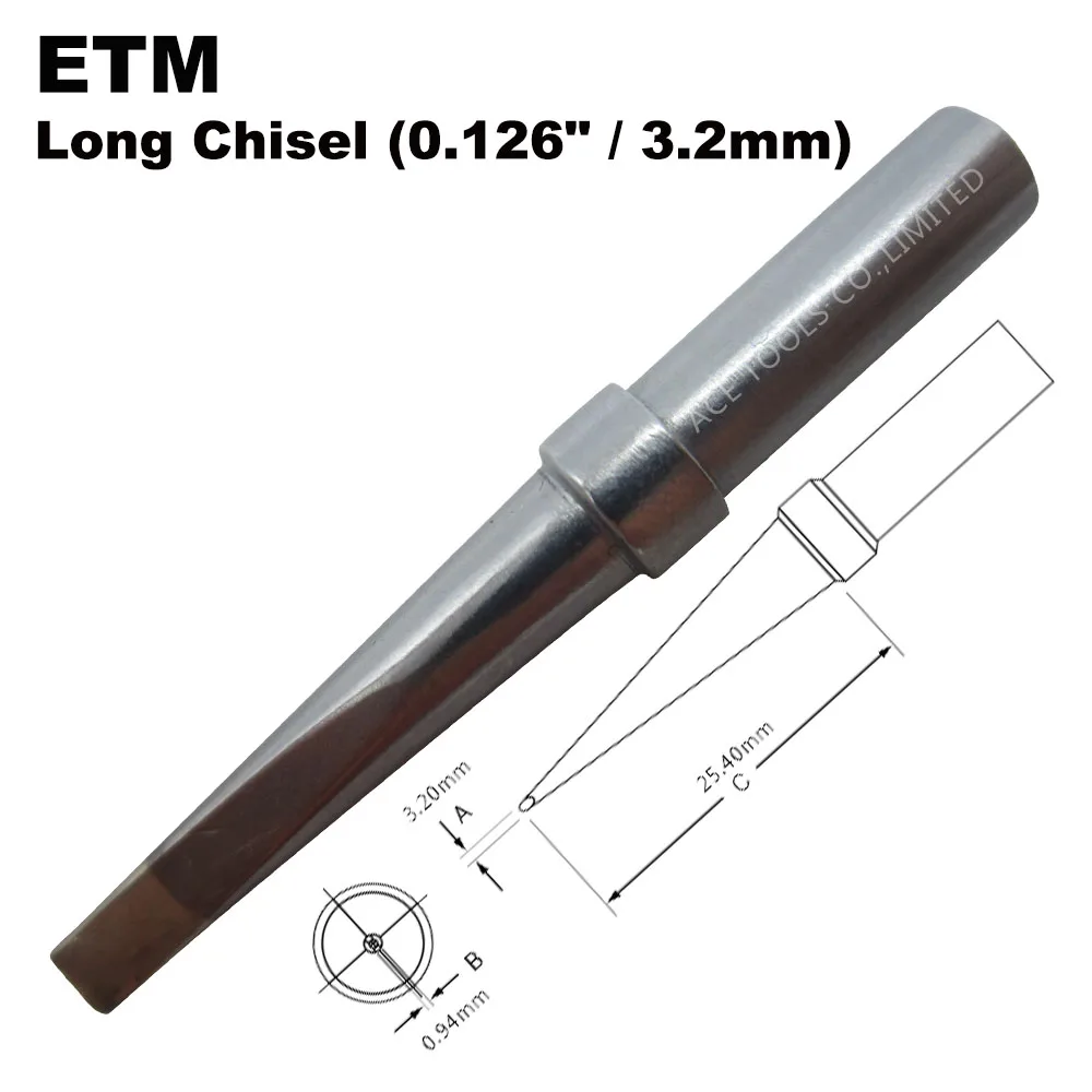 ETM Soldering Tip ยาว Chisel 3.2M Fit WELLER WES51 WES50 WESD51 WE1010NA W1010 WE1010EU WTL1000S-0 PES51 PES50 LR21 LR20