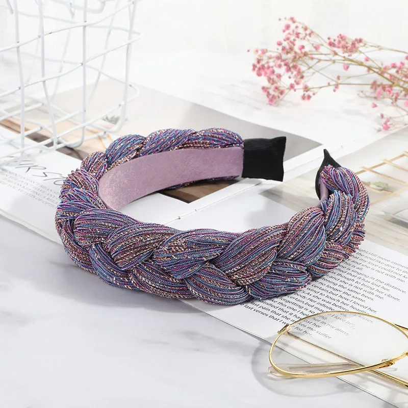 

Gold wire Braid Hairband Women Fabric Knotted Headband Vintage Twist Turban Hair Accessories Fixed Wide Hair Band Boho Headwear