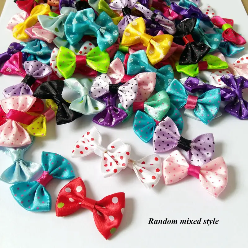 50pcs/lot Ribbon bow flowers appliquest craft lots mix Hair Accessories Wedding Scrapbooking Embellishment for Crafts Accessory