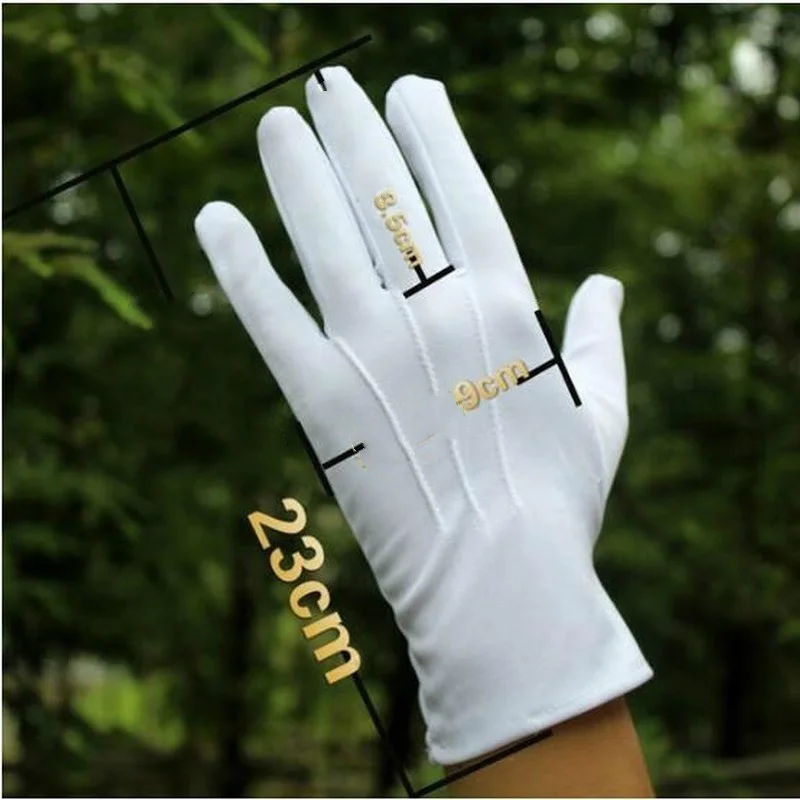 1pair Three-strength White Labor Insurance Thin Etiquette Reception Wenwan Circling Parade Military Security Performance Gloves