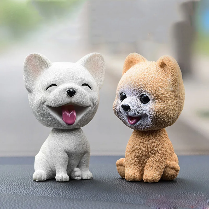 9cm Husky Teddy Pomeranian Car Shake Head Dog Ornaments Cute Nodding Decoration Gift For Car Interior Home Room Auto Accessories