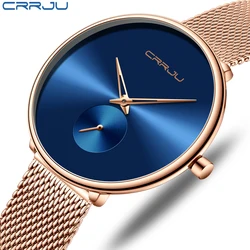 CRRJU Fashion Women Watch Luxury Casual Simple Ladies Daily Dress Mesh Wristwatch Minimalist Waterproof Quartz Female Clock