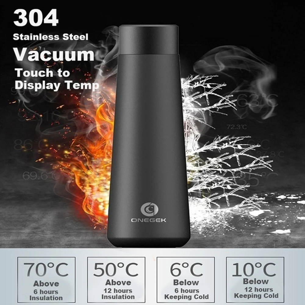 

Intelligent Temperature Display Vacuum Insulated Water Bottle,Leak Proof,Stainless Steel Thermos Smart Bottle with Reminder