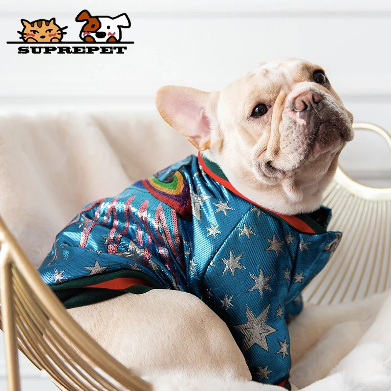 SUPREPET French Bulldog Pet Trend Dog Suit Winter Comfortable Warm Silk Retro Dog Jacket French Bulldog Chihuahua Dog Clothes