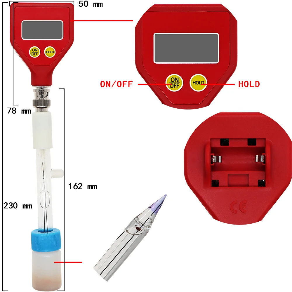 Aquarium PH Meter Water Quality Tester Sharp Glass Electrode PH Measuring Instrumen PH-98108 for Water Food Cheese Milk Soil