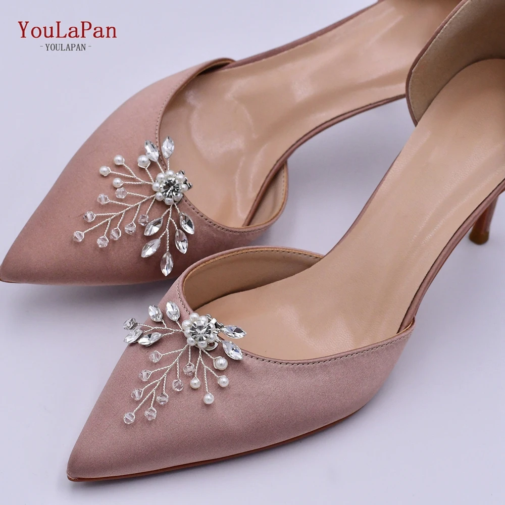 YouLaPan X02 Silver Bride Shoes Clips Pearl Rhinestone Wedding Shoes Buckle Women Shoes Accessories High Heel Decoration