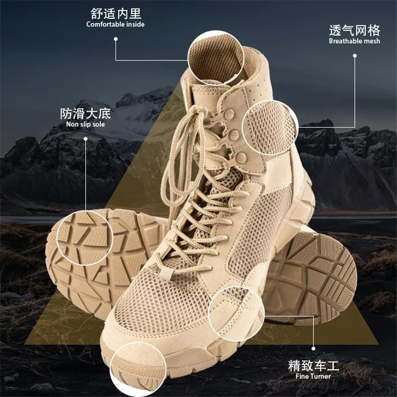 Men Summer breathability  Boots Outdoor Hiking Boots summer Shoes Light Non-slip Men Desert Boots Ankle Boots