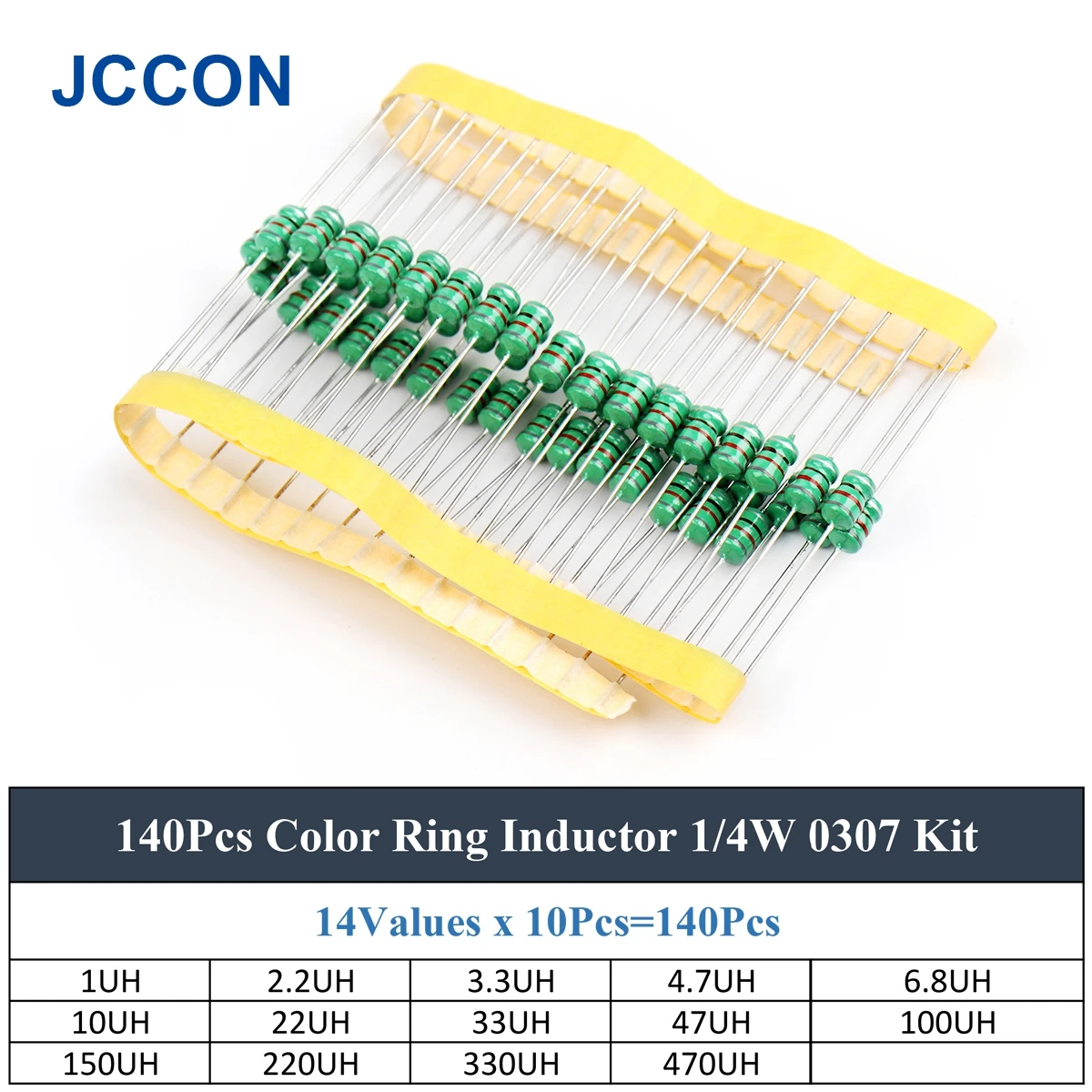 140Pcs Color Ring Inductor 1/4W 0307 Sample Kit 14Values x 10Pcs=140Pcs DIP Inductance 1UH 2.2UH 3.3UH 4.7UH 6.8UH 10UH 22UH