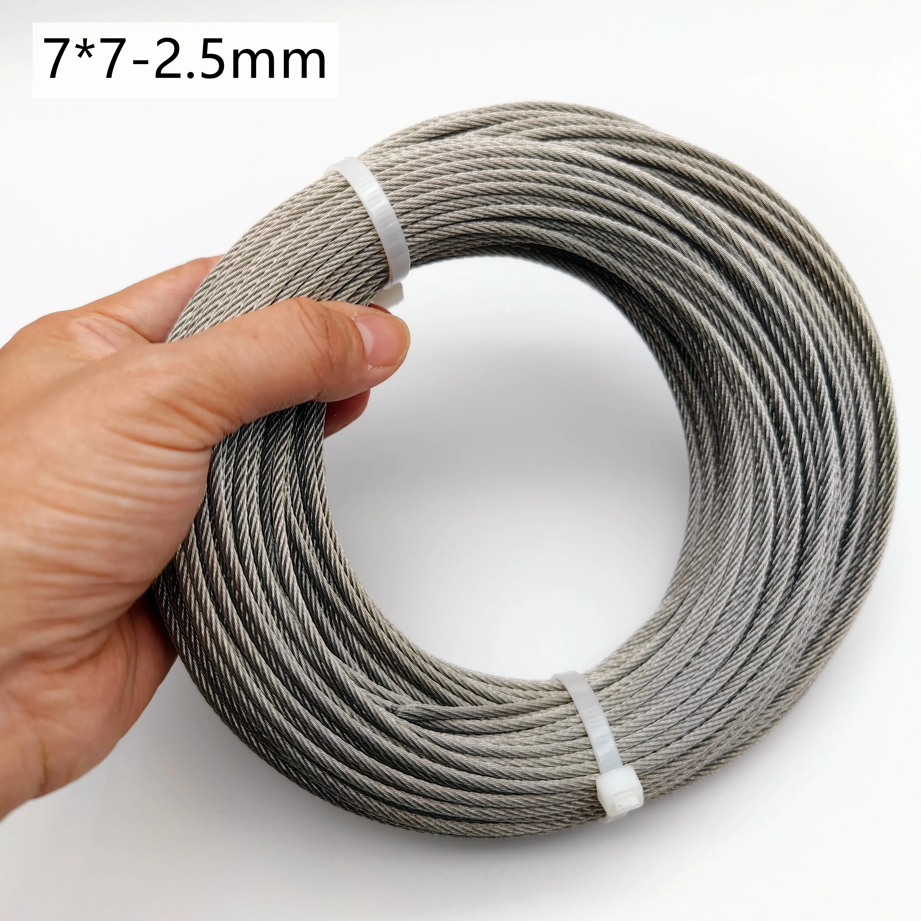 50M 2.5mm Diameter 7X7 Construction 304 Stainless steel Wire rope Alambre Softer Fishing Lifting Cable