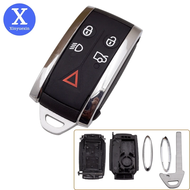 

Xinyuexin Replacement Car Key Case Shell for Jaguar X TYPE S XKR XF XK Remote Smart Key Fob Uncut Blade 5 Button Car Accessories