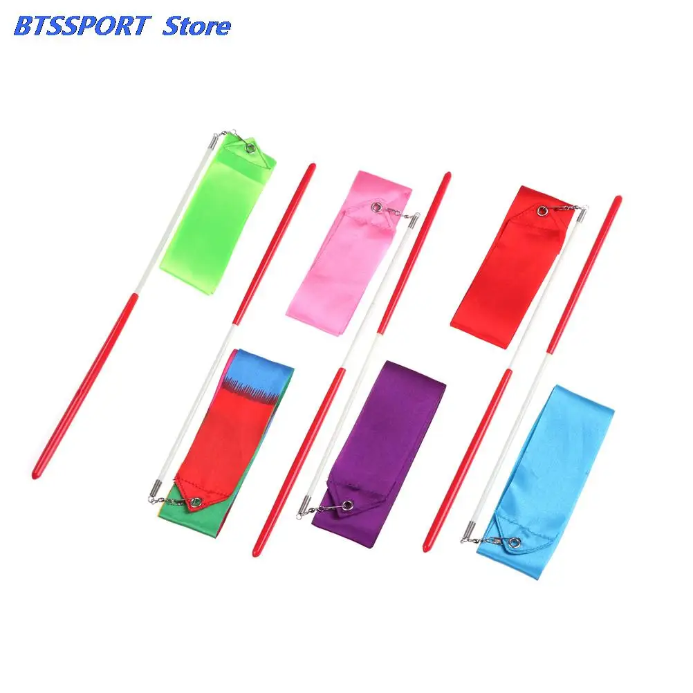 Colorful 2M Art Gymnastic Ballet Streamer Twirling Rod Stick For Gym Training Professional Gym Ribbons Dance Ribbon Rhythmic