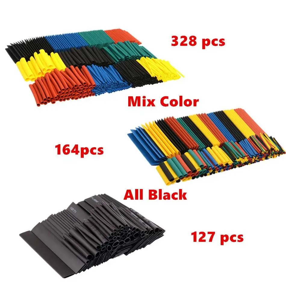 Shrinking 328Pcs Insulation Sleeving Thermal Casing Car Electrical Cable Tube kits Heat Shrink Tube Tubing Wrap Sleeve Assorted