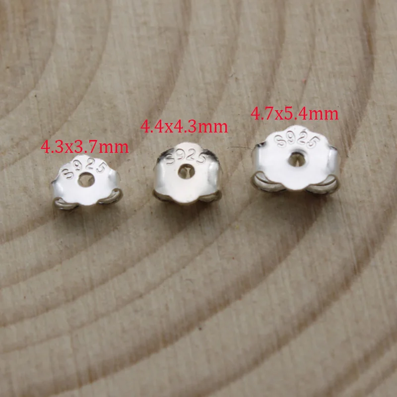 4Pcs Pure S925 Sterling Silver Butterfly Earring Backs Rose Gold Earring Nuts Stoppers for Stud Ear DIY Jewelry Making Findings