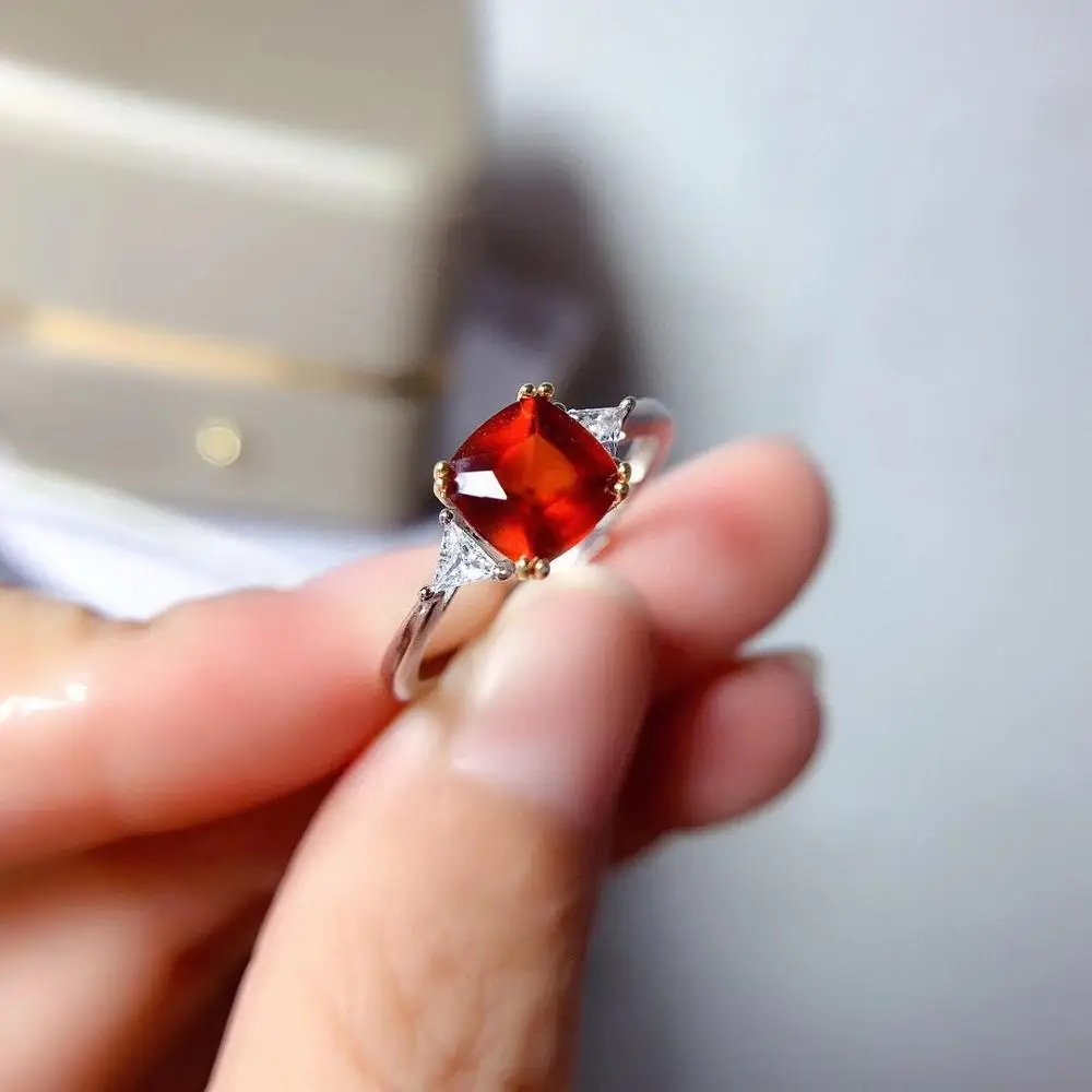 Natural And Real Vivid Orange l Garnet Ring 925 sterling silver Fine jewelry Fashion Woman Ring