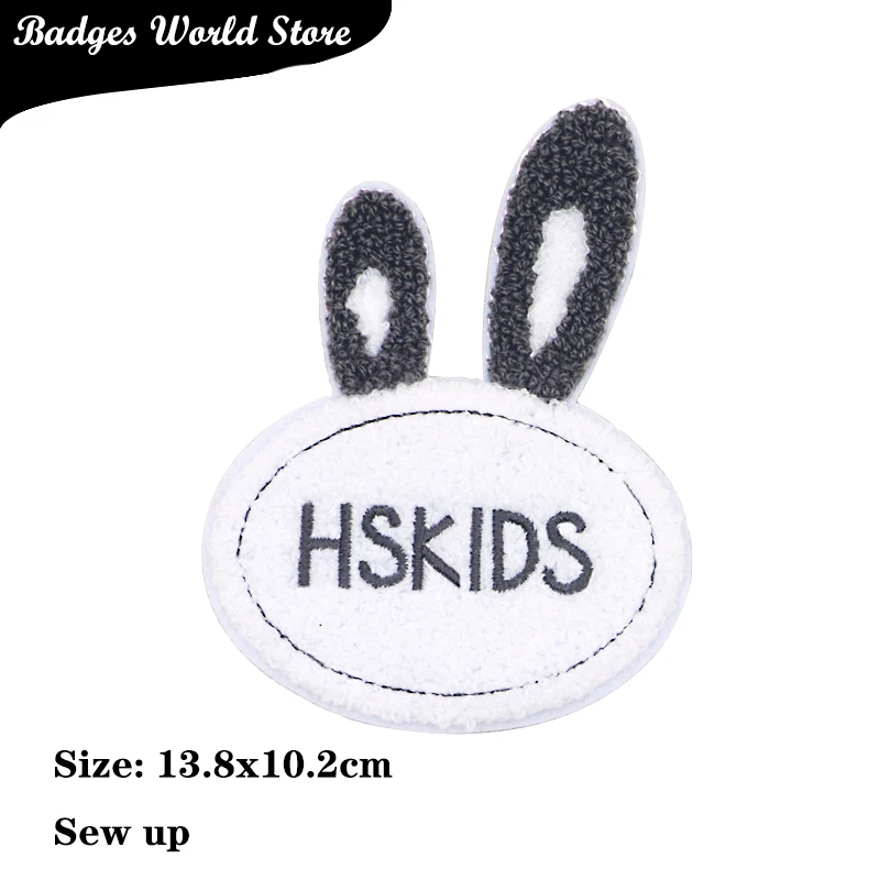 Rabbit Hat Bear Finger Polar-bear Chenille Icon Towel Embroidery Applique Patch For Clothing DIY Iron on Badges on the Backpack