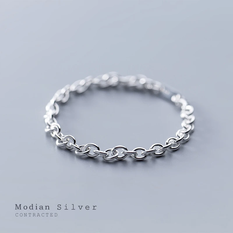 Modian New Minimalism Chain Bracelet for Women Genuine 925 Sterling Silver Geometric Bracelet Korea Style Fine Jewelry Bijoux