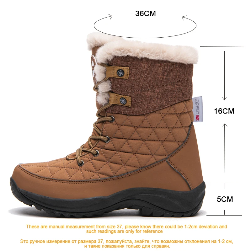 TNTN Winter Snow Boots Waterproof Hiking Shoes Men Women Snowproof Shoes Warm Fleece Windproof High Ankle Boots Outdoor Sneakers