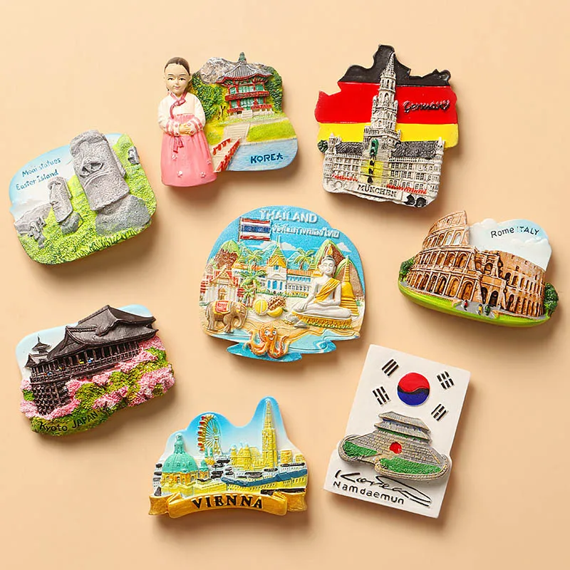 Magnetic stickers refrigerators World tourist souvenirs France Paris Japan Travel fridge magnets Prague Thailand Germany Italy