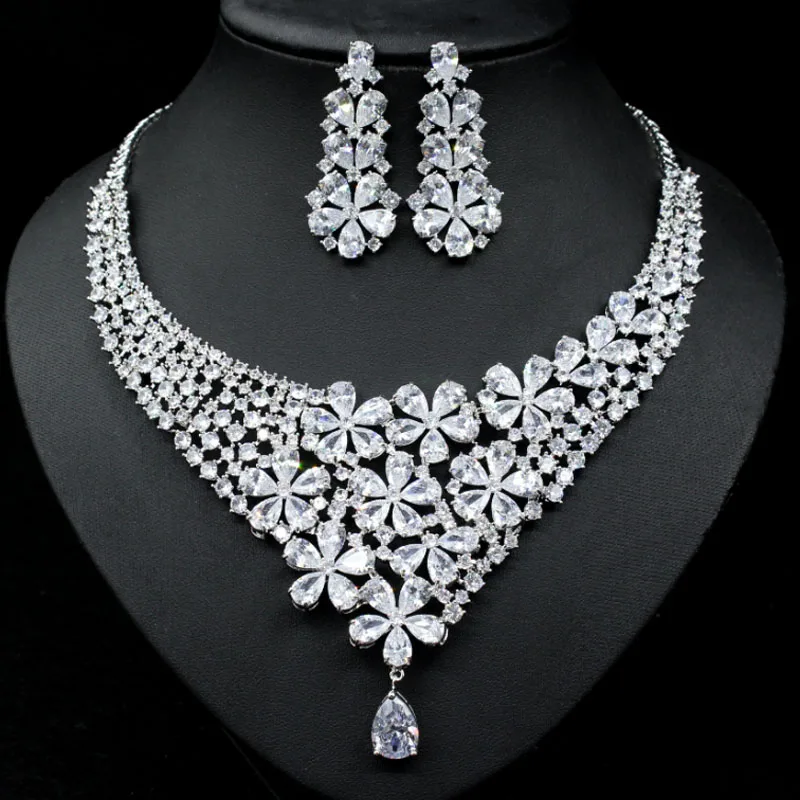 

Zlxgirl jewelry luxury brand big women wedding necklace earring jewelry sets high quality cubic zircon Dubai gold necklace sets